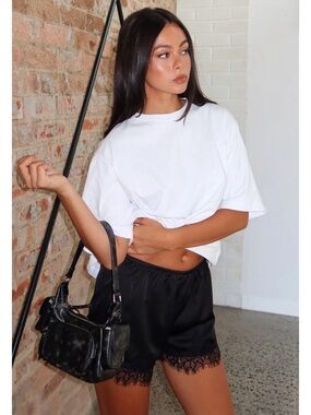 Brand New Papermoon Silky Lace-Trimmed Shorts